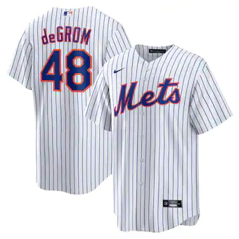 mens nike jacob degrom white new york mets home replica pla